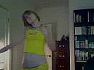 a horney legal age teenager doing a valuable dance in front web camera and making a sex strip tease. this babe has a white skin small and beautiful boobs and her ass shake very well.