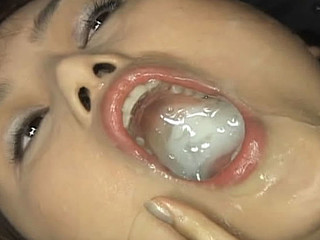 Nanami Nanase in nasty bukkake movie with blowjobs  cumshots  masturbation  cum eating  cum drinking  cum on food and all over her face.