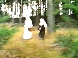 Ribald nuns sharing dick outdoor
