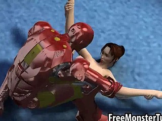 Foxy 3D dark brown babe gets fucked by Iron Man