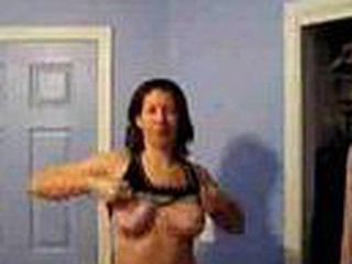 Mature housewife strips off her undies on webcam, still got priceless milk shakes and fingers her well pounded cunt.