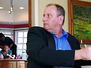 Blonde Wired cum-hole tube drilled by biggest ramrod burglar behind husband's back